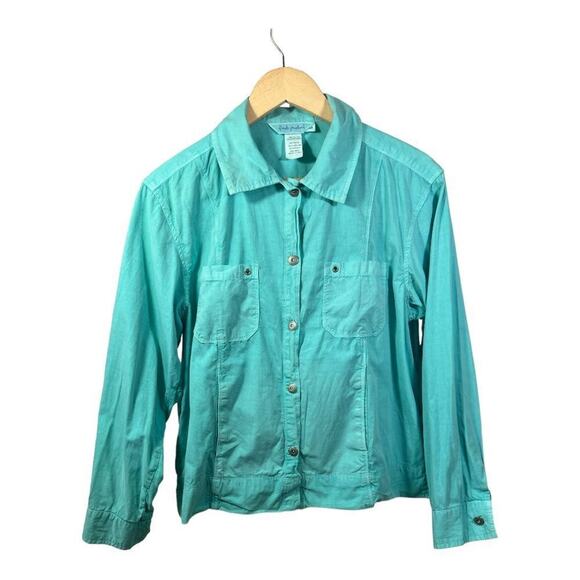 FRESH PRODUCE Women’s Lightweight Button Front Cotton Jacket Blue Size Medium - Picture 2 of 14